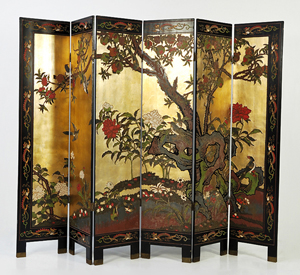 A Beautiful Six-Panel Coromandel Style Screen. Image courtesy Morton Kuehnert Auctioneers.