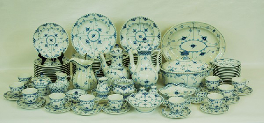 This set of Royal Copenhagen open lace china has never been used, said the auctioneer. It has a $1,500-$2,500 estimate. Image courtesy of Nest Egg Auctions.