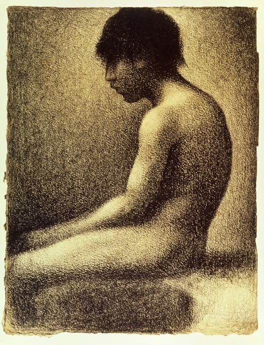 Georges Seurat, 'Seated Nude: Study for 'Une Baignade',' 1883. On view at the Wallace Collection's exhibition of French drawings from the National Gallery of Scotland. Image courtesy of National Gallery of Scotland, purchased with the assistance of funds from The Art Fund 1980.