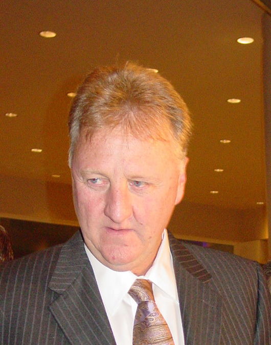 6ft. 9in. Hall of Famer Larry Bird was a towering presence as he moved through the crowd, just as he was on the court as one of the all-time great Boston Celtics. Photo copyright Catherine Saunders-Watson.
