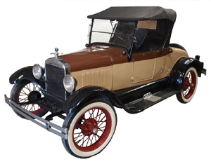 The 1926 Model T Roadster sports later leather upholstery, whitewall tires and two-tone paint. It has had only two owners. Image courtesy of Austin Auction Gallery.