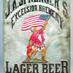 Rare J.A. Sprenger pressed zinc sign, marked 'J.A. Spenger's Excelsior Brewery, Lager Beer, Lancaster, PA.' Estimate: $1,000-$3,500. Image courtesy of Conestoga Auction Co.