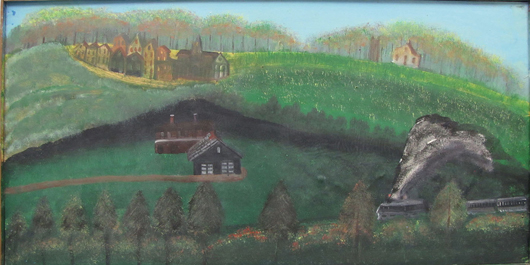 Bruno del Favero, oil on panel, landscape with train. Estimate: $400-$600. Image courtesy of William Jenack Estate Appraisers and Auctioneers.