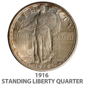 1916 Standing Liberty quarter, estimate $12,000-$20,000. Image courtesy Dan Morphy Auctions.