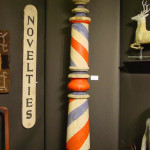 Painted 8ft. tall barber pole with vivid original paint, $8,900, Michael and Sally Whittemore, Washington, Ill. Photo copyright Catherine Saunders-Watson.