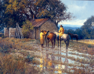 Texas native Martin Grelle (b. 1954) is a national award-winning artist known for his Western paintings. This untitled work by Grelle is characteristic of the art Dallas Fine Art Auction will handle. Image courtesy of Dallas Fine Art Auction.