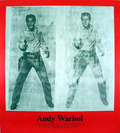 ‘Double Elvis’ served as the exhibition poster for a Andy Warhol showing. The lithograph is based a publicity still from the 1960 film ‘Flaming Star’ starring Elvis Presley. It has a $150-$225 estimate. Image courtesy of Universal Live.