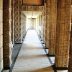 An interior hallway at the Frank Lloyd Wright-designed Ennis House. Photo from Office of Historic Resources, City of Los Angeles.