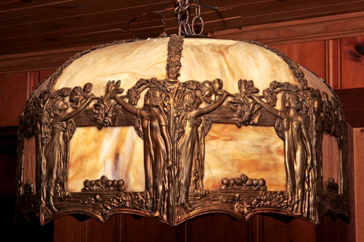 Art Nouveau lamp, estimate $500-$1,000. Kimball Sterling image.