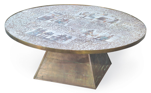 Rare Phillip Laverne cocktail table in the Egyptian taste, estimate $7,000-$9,000. Image courtesy Clars Auction Gallery.