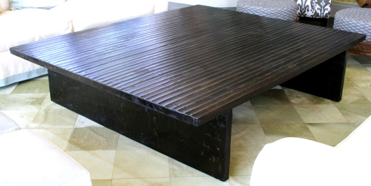 Hand-hewn mountain pine Japanese coffee table made by Tucker Robbins,  18 inches by 75 inches by 63 inches, est. $5,000-$6,000. Image courtesy of Kaminski Auctions.