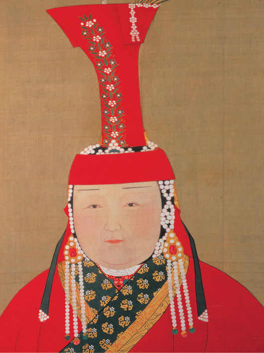 Khubilai Khan’s Consort, Chabi, Yuan dynasty (1271-1368), album leaf, ink and color on silk, 24 × 18¾ in. (61 × 47.6 cm), National Palace Museum, Taipei. Image courtesy The Metropolitan Museum of Art.
