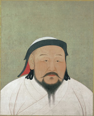Khubilai Khan as the First Yuan Emperor, Shizu Yuan dynasty (1271-1368), album leaf, ink and color on silk, 23¼ x 18¾ in. (59.1 x 47.6 cm), National Palace Museum, Taipei. Image courtesy The Metropolitan Museum of Art.