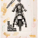 From the portfolio containing Jan Cremer’s original autographed manuscript for the Dutch counterculture literary sensation of 1965 titled Ik Jan Cremer. The group lot also includes original designs, collages and cover art, as well as the publicity campaign as strategized by Cremer. Adams Amsterdam image.
