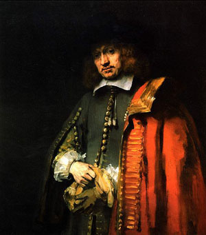 Rembrandt van Rijn (Dutch, 1606-1669), Portrait of Jan Six, 1654, oil on canvas. Courtesy The Yorck Project.
