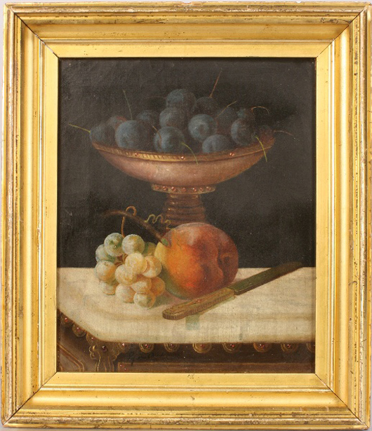 A still life by George Cope (American, 1855-1929) is one of several pieces of 19th-century American art featured in the sale. (Est. $3,500-$4,500). Image courtesy of Case Antiques.