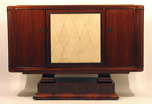 Jean Pascaud (French 1903-1996) Art Deco cabinet, 42 inches high, 60 inches wide, 18 1/4 inches deep, est. $20,000-$30,000. Image courtesy Loew-Demers Auctions.
