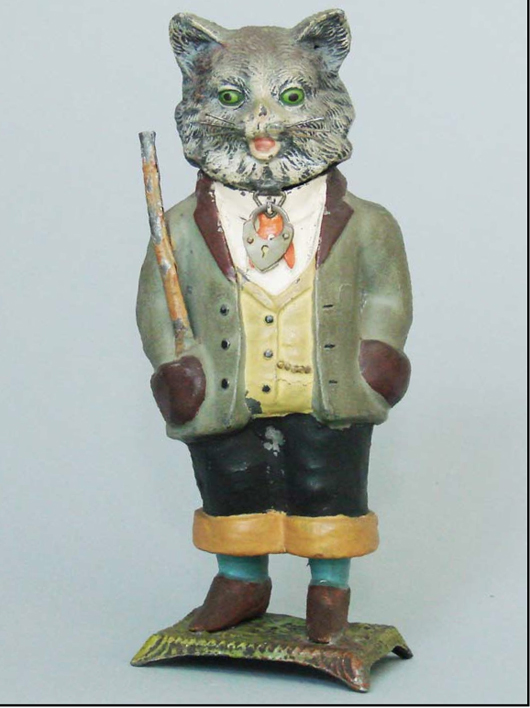 Circa-1905 Grandpa Cat spelter bank, est. $5,000-$7,000. RSL Auctions image.