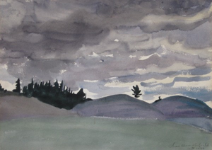 Charles Burchfield (American 1893-1967) - 'Threatening Clouds’ - watercolor on paper, signed ‘Charles Burchfield Oct. 1929’ in pencil, 9 3/4 inches x 13 1/2 inches, est. $15,000-$25,000. Image courtesy of Rachel Davis Fine Arts.