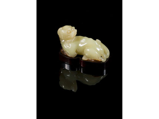 This Qing dynasty yellow jade Buddhistic crouching lion on a hardwood stand beat a forecast of £2,000-4,000 to bring £180,000 ($288,000) at Duke's of Dorchester recently.