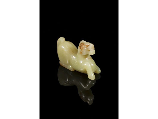 Duke's sale of the contents of Melplash Court in Dorset included this yellow jade figure of an archaistic horse that realized £110,000 ($176,000).