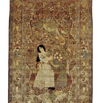 Kerman silk pictorial rug, southeast Persia, last quarter 19th century, 9 ft. 8 in. x 6 ft., estimate: $12,000-$15,000. Image courtesy of Skinner Inc.