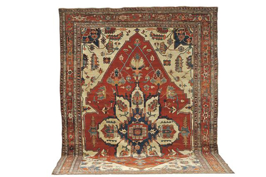 Serapi carpet, northwest Persia, last quarter 19th century, 18 ft. 4 in. x 11 ft. 9 in., estimate: $25,000-$30,000. Image courtesy of Skinner Inc.