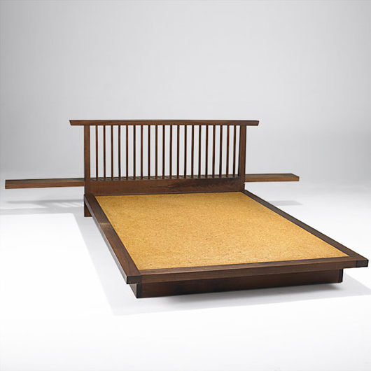 George Nakashima, walnut platform bed, estimate $5,000-$7,000. Rago image.