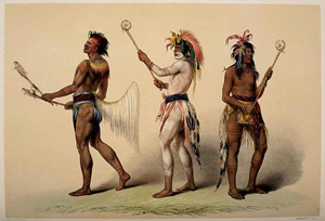 George Catlin (American, 1796-1872), Ball Players, a hand-colored lithograph shown as an example of the artist's work. Sold at auction on Dec. 16, 2006 for $4,500 on the hammer by Altermann Galleries and Auctioneers. Image courtesy of LiveAuctioneers.com Archive and Altermann Galleries and Auctioneers.