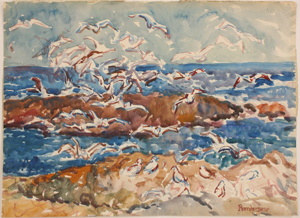 A recently discovered watercolor seascape by Maurice Prendergast brought $23,000. Image courtesy of Case Antiques Inc.