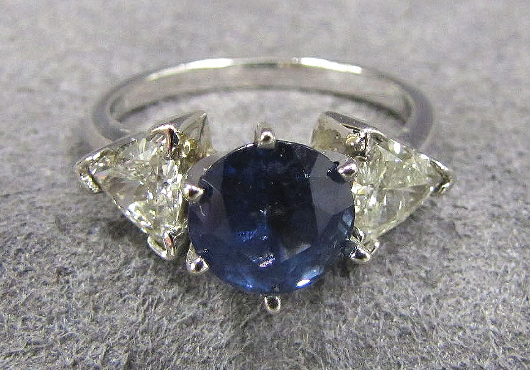 Blue sapphire and diamond ring, estimate $500-$800. Image courtesy of William J. Jenack Auctioneers.