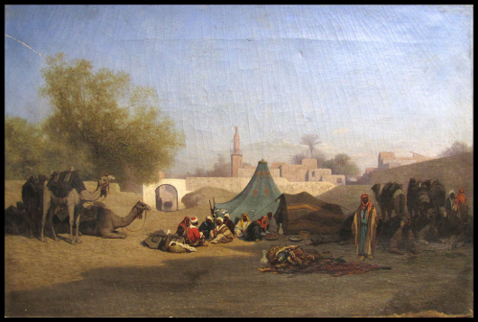Charles-Theodore Frere, oil on canvas, ‘Au Cairo,’ signed and titled, estimate $5,000-$8,000. Image courtesy of William J. Jenack Auctioneers.
