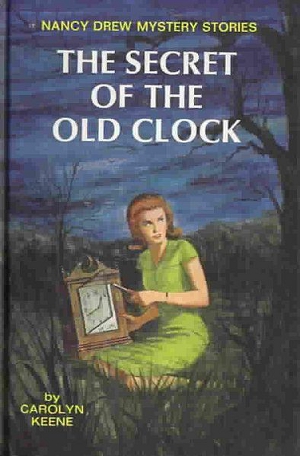 Cover art for front of 1966 (revised) book The Secret of the Old Clock, by Carolyn Keene, art by Rudy Nappi, published by Grosset & Dunlap. Fair use of copyrighted image obtained through Wikipedia.
