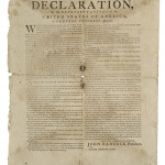 Rare and historically important contemporary broadside printing of the Declaration of Independence, likely [Exeter, N.H., Robert Luist Fowle, July, 1776]. Estimate $300,000-500,000. Image courtesy of Skinner Inc.