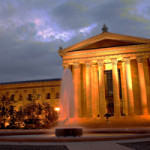 Front of Philadelphia Museum of Art at night. Photo by Nfutvol, taken April 30, 2010. Licensed under the Creative Commons Attribution-Share Alike 3.0 Unported license.