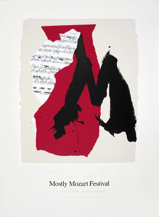 1991 Motherwell Mostly Mozart Festival serigraph, estimate $1,875-$2,250. Image courtesy of Rare Posters.