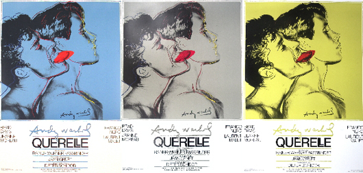 Ten sets of three Querelle posters by Warhol, estimate $4,125-$4,700. Image courtesy of Rare Posters.