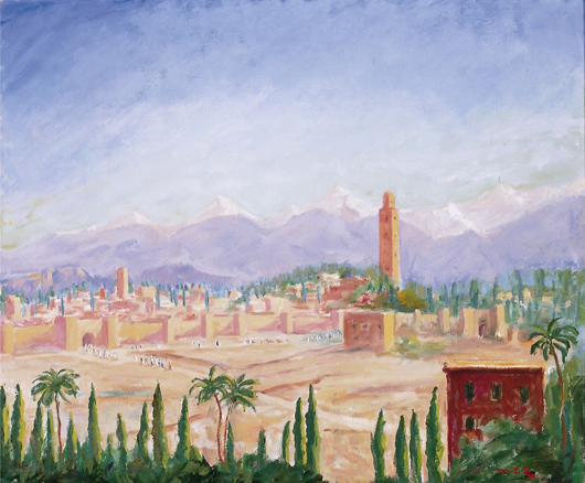 ‘The Koutoubia Mosque, Morocco’ by Sir Winston Churchill. Image copyright Churchill Heritage and by permission.