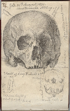 Sketch of the skull of Richard II, 1871. Copyright National Portrait Gallery, London.