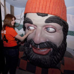 During a nooks and crannies tour, McGroarty ran into Paul Bunyan himself – an exhibit at the museum from years ago. Photo by J.B. Spector, Museum of Science and Industry.
