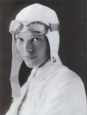 Studio portrait of aviator Amelia Earhart, circa 1932. Courtesy Wikipedia.org.