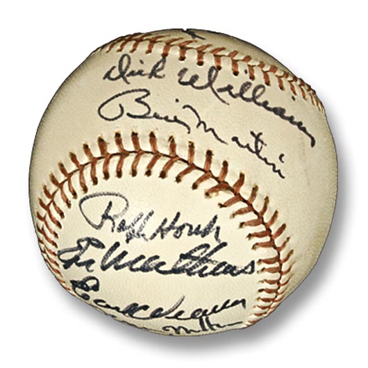 Dick Williams and Billy Martin, who met in the 1953 World Series, are among the signers of this Official American League baseball. It has an $800-$1,200 estimate. Image courtesy of Fuller’s Fine Art Auctions.