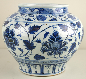 Peony jar, attributed Yuan Dynasty, 11 inches. Leighton Galleries image.