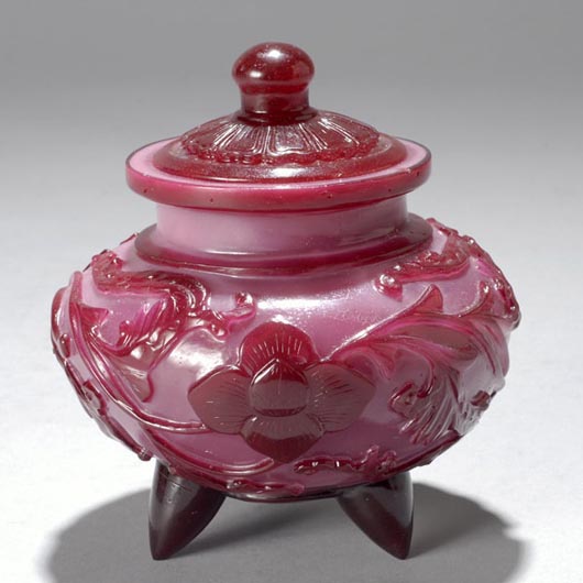 Unusual opaque pink covered glass censer. Estimate:  $4,000-$6,000. Image courtesy of Michaan’s Auctions.
