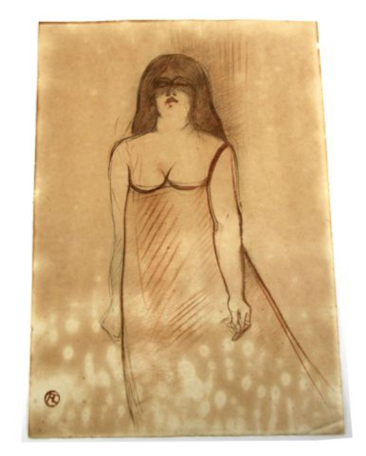 Original Henri de Toulouse Lautrec signed drawing. Image courtesy of Affiliated Auctions.