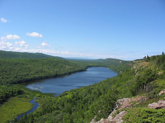 Lake of the Clouds as viewed from the Escarpment Trail, Porcupine Mountains Wilderness State Park, Michigan. Aug. 6, 2008 photo by Troy A. Heck. 