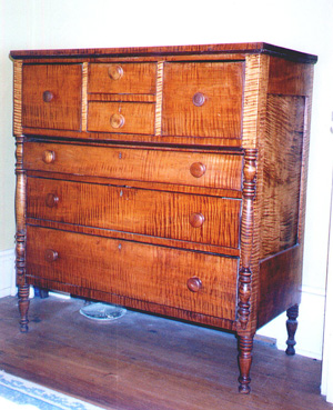 This wonderful maple chest is an example of tiger maple or curly maple.