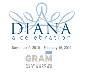 Exhibition logo for Diana - a Celebration, on view at the Grand Rapids Art Museum through Feb. 16, 2011, presented by the Daniel and Pamella DeVos Foundation. Logo courtesy of the Grand Rapids Art Museum.