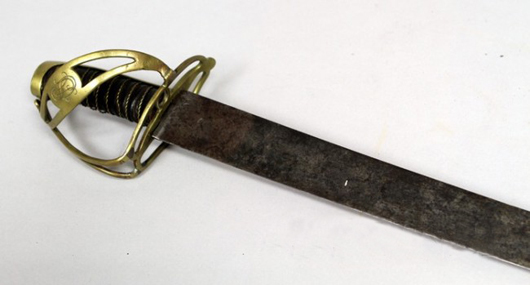 With a starting bid of $300, this French Hanger Sword, 1780-83, charged to $94,800. Image courtesy of Skinner Inc.