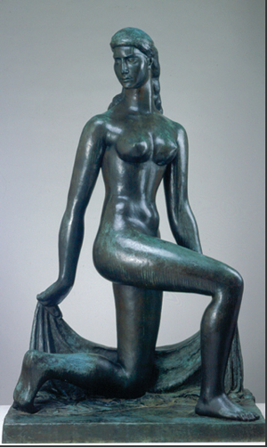 William Zorach (American, b. Lithuania, 1887-1966), Spirit of the Dance, bronze, 1932, 76 x 31 x 48 inches. Gift of Mr. and Mrs. Charles Stewart Mott, 1965.10. From the exhibition titled 3-D: Focus on the Figure. Image courtesy of the Flint Institute of Arts.